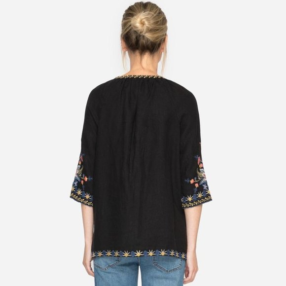 JOHNNY WAS Black Tiwa Peasant Blouse Medium - Picture 2 of 16